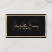 エレガントプロフェッショナルフェイク金ゴールドフレームブラックモダン 名刺 (正面)