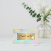 エレガントプロフェッショナルフレーム、金ゴールドハートホログラフィック ロイヤリティカード (スタンド正面)