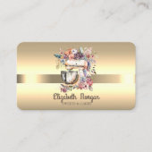 エレガントプロフェッショナルフローラミキサストライプ金ゴールド 名刺 (正面)