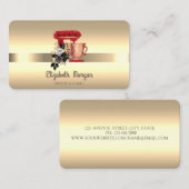 エレガントプロフェッショナルフローラレッドミキサストライプ金ゴールド 名刺 (正面/裏面)