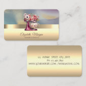 エレガントプロフェッショナルフローラレッドミキサベーカリー金ゴールド 名刺 (正面/裏面)