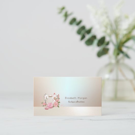 エレガントプロフェッショナルフローラ白裁縫機 名刺 (スタンド正面)