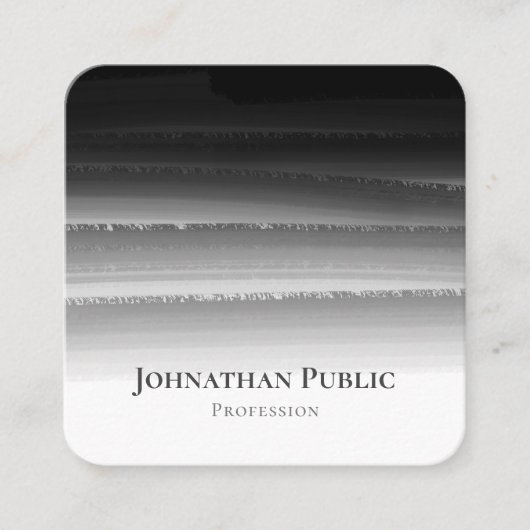 エレガントプロフェッショナルブラックのブラシストローク抽象芸術 スクエア名刺 (正面)