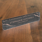 エレガントプロフェッショナルブラックバラ金ゴールドアゲード デスクネームプレート (側面)