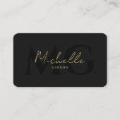 エレガントプロフェッショナルブラックモダンモノグラム 名刺 (正面)