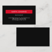 エレガントプロフェッショナルブラックレッドプレーン名刺 名刺 (正面/裏面)