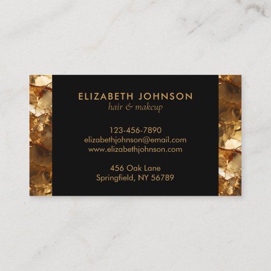 エレガントプロフェッショナルブラック金ゴールドグリッターフォイルグラム 名刺 (裏面)