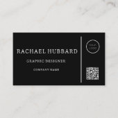 エレガントプロフェッショナルブラック、カスタムQrコードロゴ 名刺 (正面)