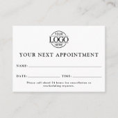 エレガントプロフェッショナルブラック&ホワイトのリマシンプルインダー 予約カード (正面)