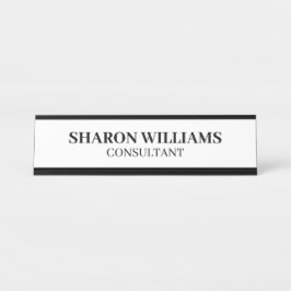 エレガントプロフェッショナルブラック&ホワイトミニマリストデスク デスクネームプレート