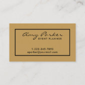 エレガントプロフェッショナルブラック&金ゴールドウェディングプランナー 名刺 (裏面)