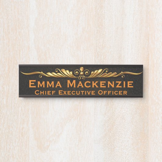 エレガントプロフェッショナルブラック&金ゴールドオフィスドアサイン サインプレート (正面)