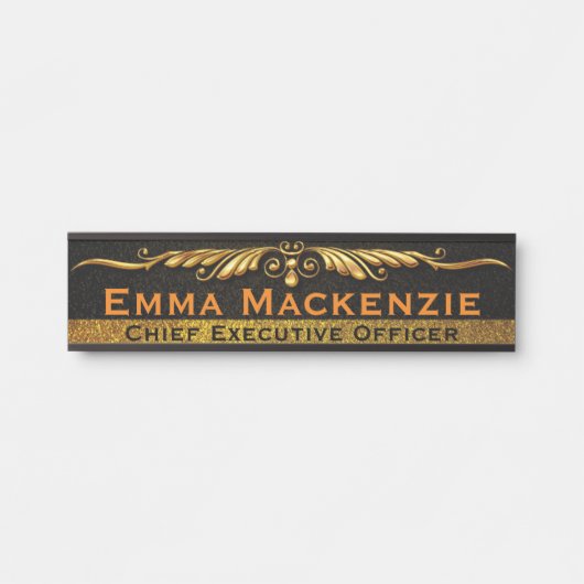 エレガントプロフェッショナルブラック&金ゴールドオフィスドアサイン サインプレート (正面)