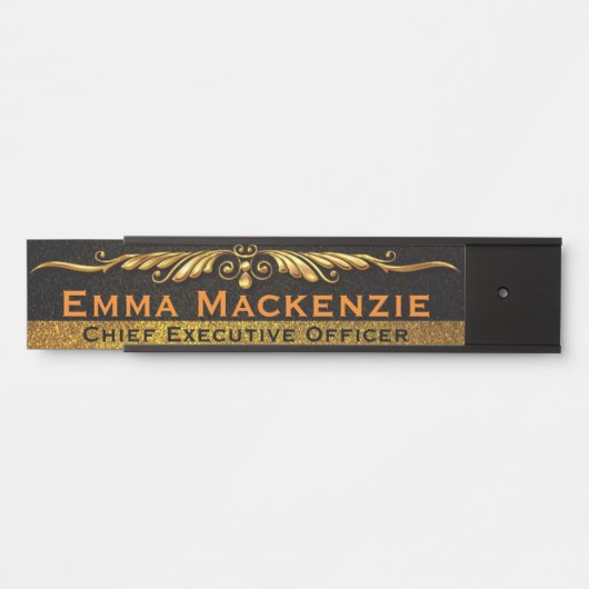 エレガントプロフェッショナルブラック&金ゴールドオフィスドアサイン サインプレート (正面)