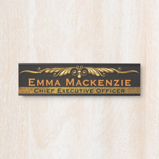エレガントプロフェッショナルブラック&金ゴールドオフィスドアサイン サインプレート (正面)
