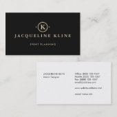 エレガントプロフェッショナルブラック&金ゴールドモノグラム 名刺 (正面/裏面)