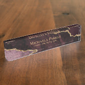 エレガントプロフェッショナルブルゴーニュ金ゴールドアゲートゲード デスクネームプレート (側面)