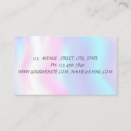 エレガントプロフェッショナルブルーロータス，ホログラフィック 名刺 (裏面)