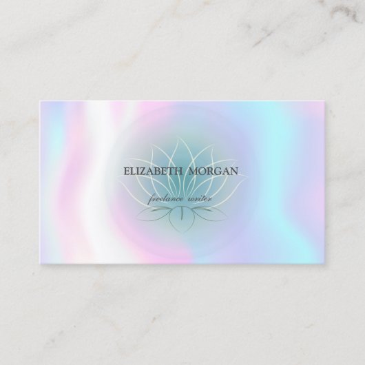 エレガントプロフェッショナルブルーロータス,ホログラフィック 名刺 (正面)