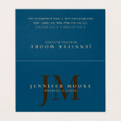 エレガントプロフェッショナルプレインブルー金ゴールドモノグラム 名刺 (外部フラット)