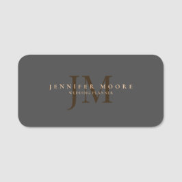 エレガントプロフェッショナルプレーン灰色金ゴールド 名札