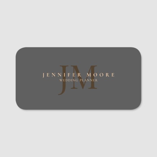 エレガントプロフェッショナルプレーン灰色金ゴールド 名札 (正面)