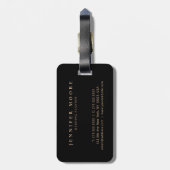 エレガントプロフェッショナルプレーン黒金ゴールドモノグラムの ラゲッジタグ (裏面縦)