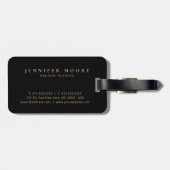 エレガントプロフェッショナルプレーン黒金ゴールドモノグラムの ラゲッジタグ (裏面横)