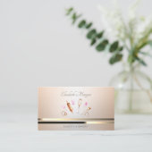 エレガントプロフェッショナルベーカリーツールの金ゴールドストライプ 名刺 (スタンド正面)