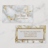 エレガントプロフェッショナルホワイトと金ゴールドマーブル 名刺 (正面/裏面)