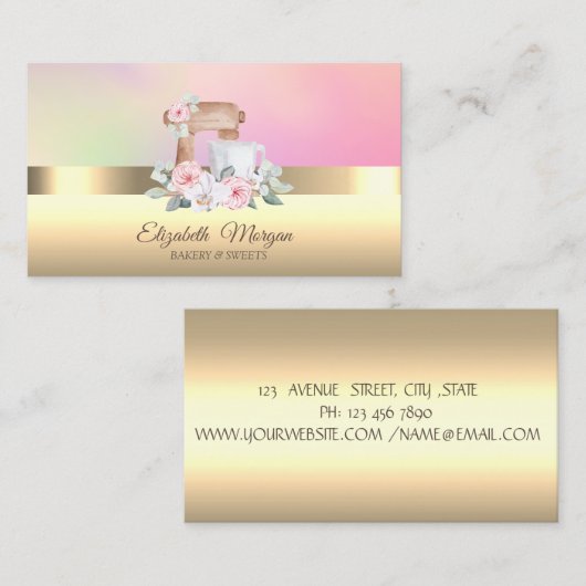 エレガントプロフェッショナルミキサーフラワーズベーカリー 名刺 (正面/裏面)