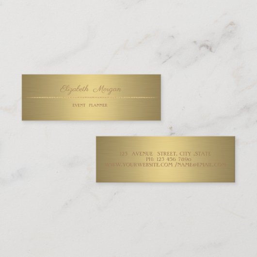 エレガントプロフェッショナルミニマシンプルリストフェイク金ゴールド スキニー名刺 (正面/裏面)