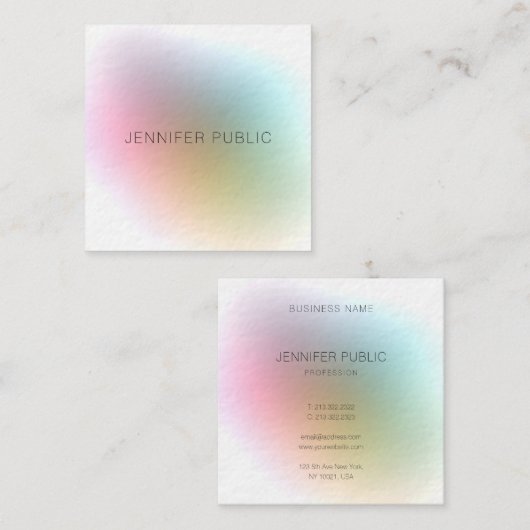 エレガントプロフェッショナルモダンカラフルテンプレート スクエア名刺 (正面/裏面)