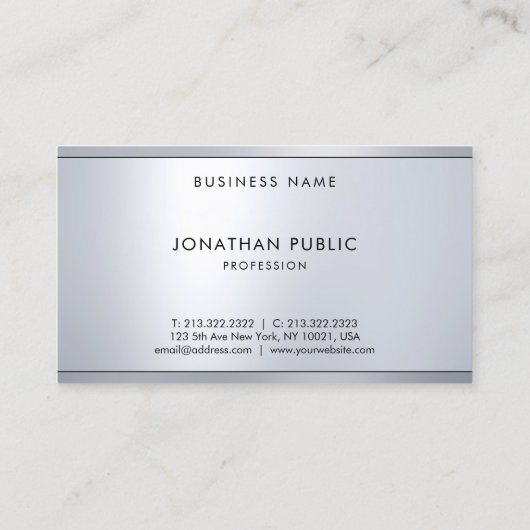 エレガントプロフェッショナルモダンシルバーのメタリック 名刺 (裏面)