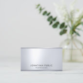 エレガントプロフェッショナルモダンシルバーのメタリック 名刺 (スタンド正面)