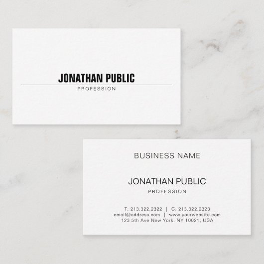 エレガントプロフェッショナルモダンシンプルシックプレーン 名刺 (正面/裏面)