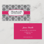 エレガントプロフェッショナルモダンダマスク花柄 名刺 (正面/裏面)