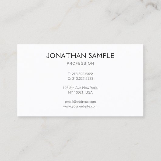 エレガントプロフェッショナルモダンミニマルテンプレート 名刺 (正面)