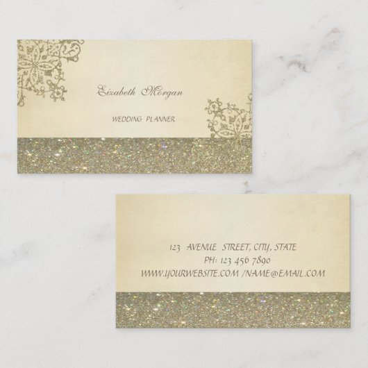 エレガントプロフェッショナルモダンラグジュアリーグリッターレース 名刺 (正面/裏面)