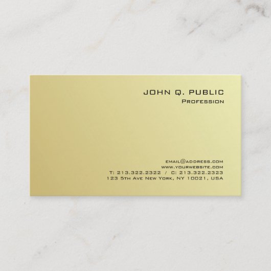 エレガントプロフェッショナルモダン金ゴールドルックラグジュアリー 名刺 (正面)