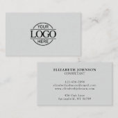 エレガントプロフェッショナルライトグレー会社のロゴ 名刺 (正面/裏面)
