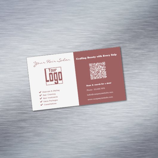 エレガントプロフェッショナルロゴQRコード髪サロン マグネット名刺 (インサイチュ)