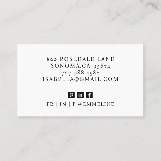 エレガントプロフェッショナル写真 名刺 (裏面)