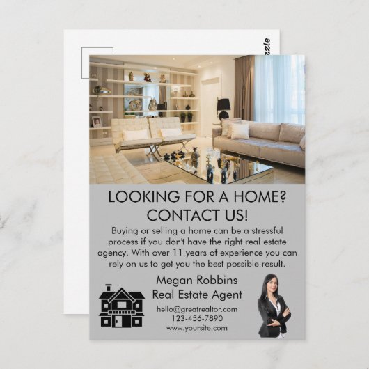 エレガントプロフェッショナル実在マーケティングQRコード ポストカード (正面/裏面)