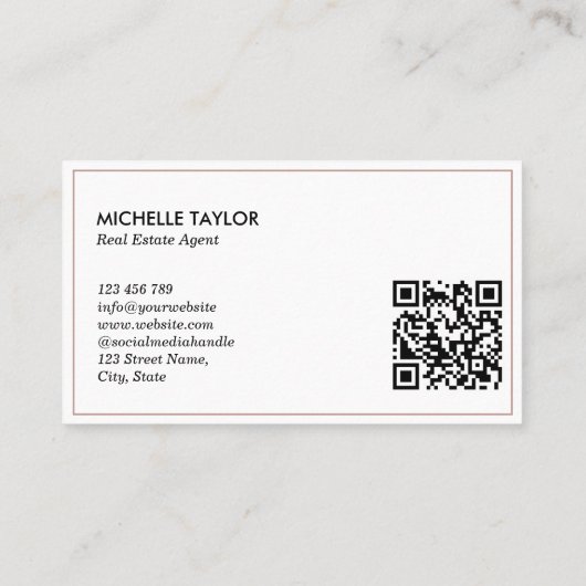 エレガントプロフェッショナル実在不動産仲介業者写真QR 名刺 (裏面)