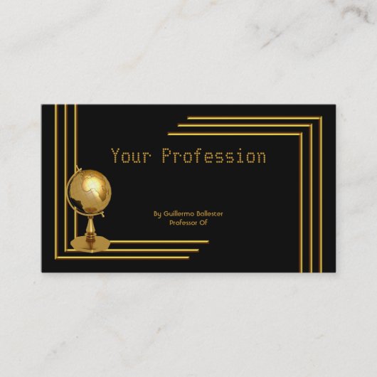 エレガントプロフェッショナル専門ブラック金ゴールドグローブ 名刺 (正面)