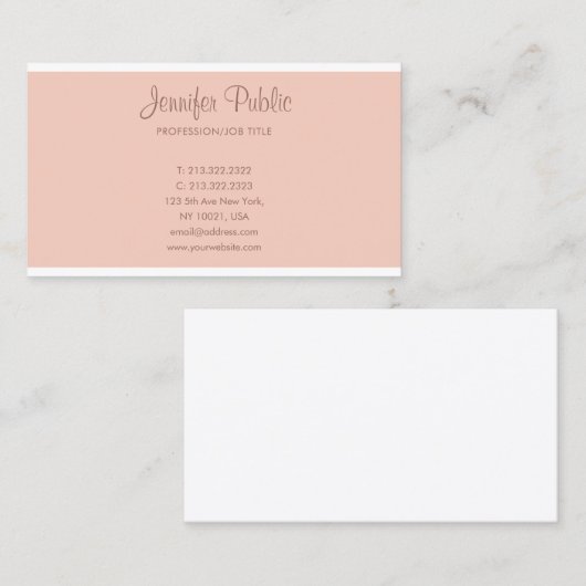 エレガントプロフェッショナル手書きスクリプかわいらしト 名刺 (正面/裏面)