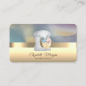 エレガントプロフェッショナル水色ミキサーベーカリー金ゴールド 名刺 (正面)