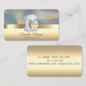 エレガントプロフェッショナル水色ミキサーベーカリー金ゴールド 名刺 (正面/裏面)