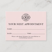 エレガントプロフェッショナル赤面ピンクシンプルアラーム 予約カード (正面)